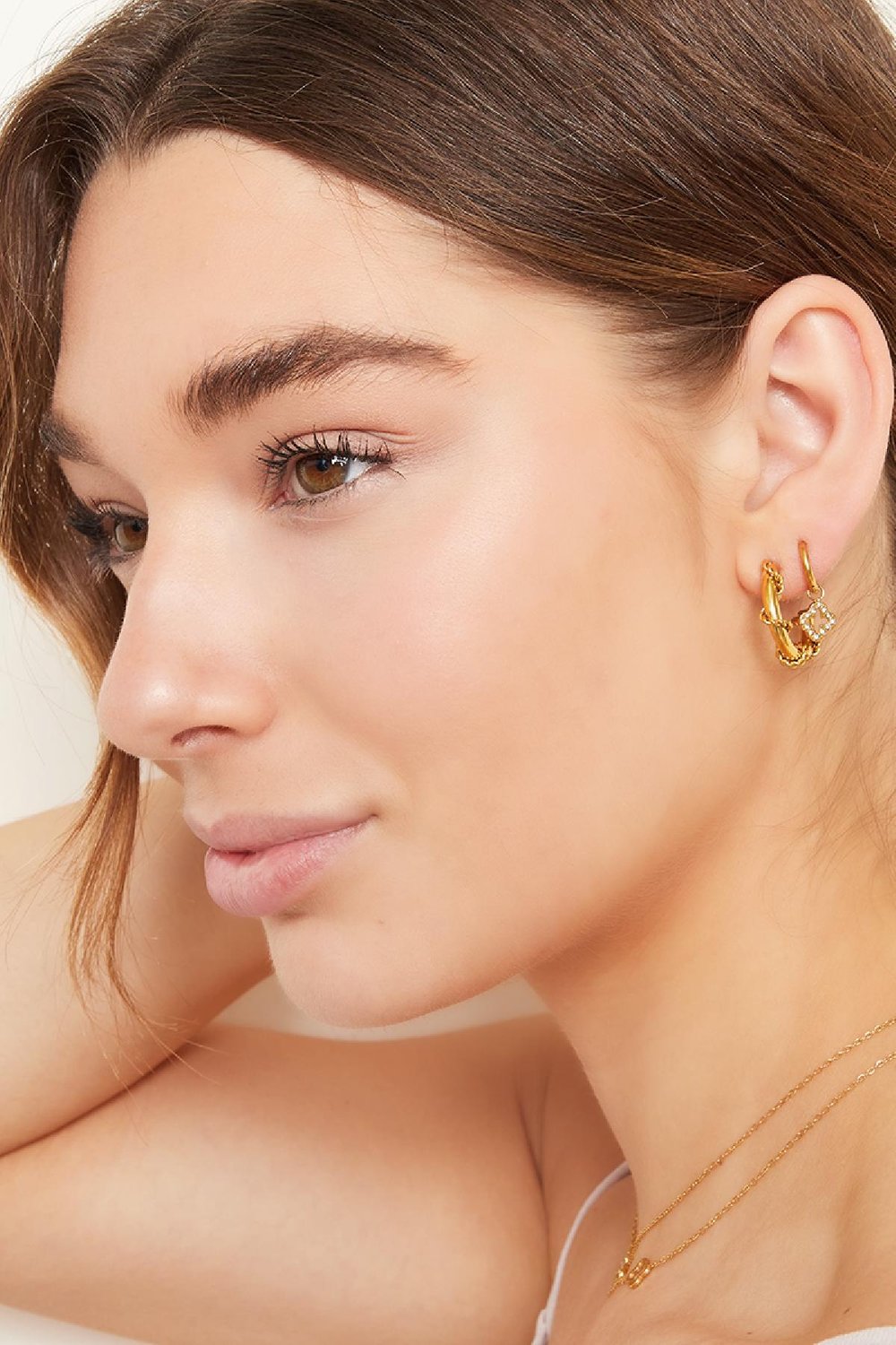 Ohrringe verdrehtes Seil Goldfarbe Edelstahl h5Bild4